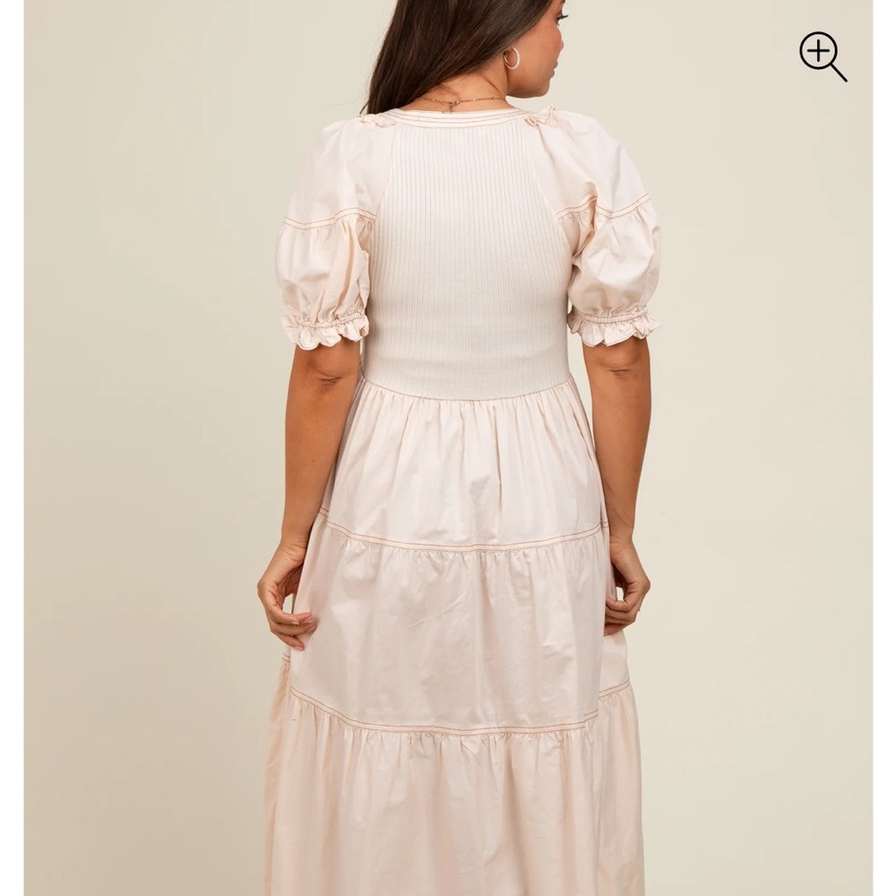 Pinkblush Cream Ruffled Tiered Midi Dress - Picture 5 of 7